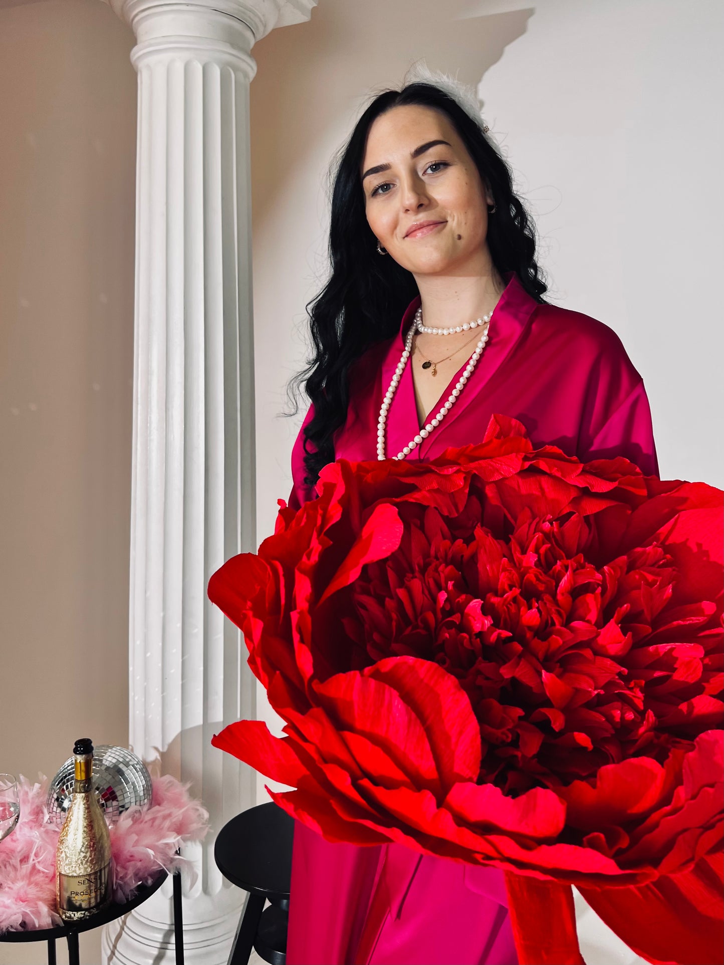 Deep Fuchsia Satin-Finish Robe – Luxury Faux Silk Loungewear for Women