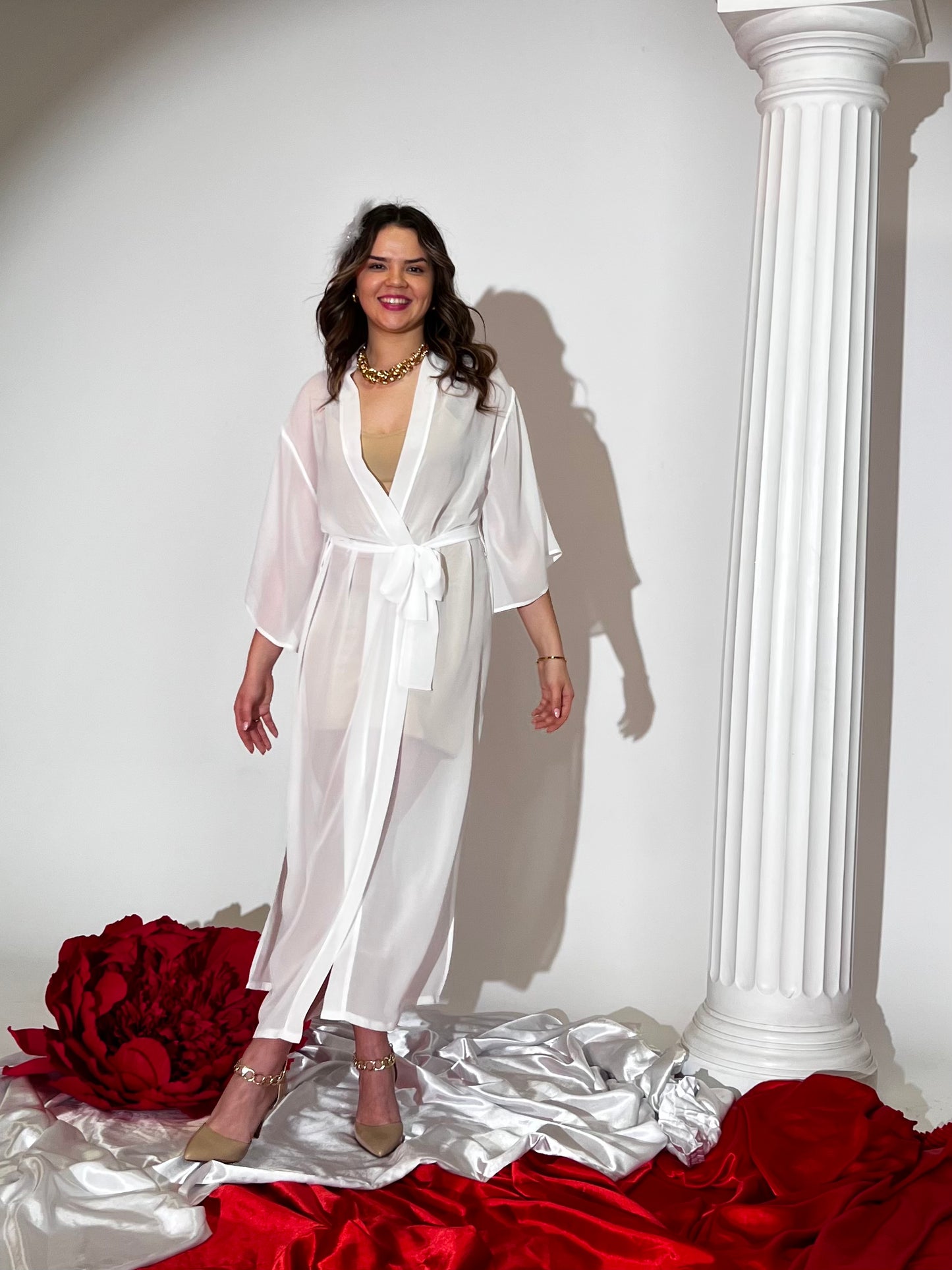 Luxury White Transparent Silk Bridal Robe – Wedding Prep & Loungewear